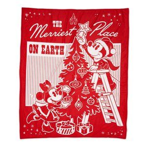 NWT Disney Mickey and Minnie Mouse Christmas Holiday Throw Blanket